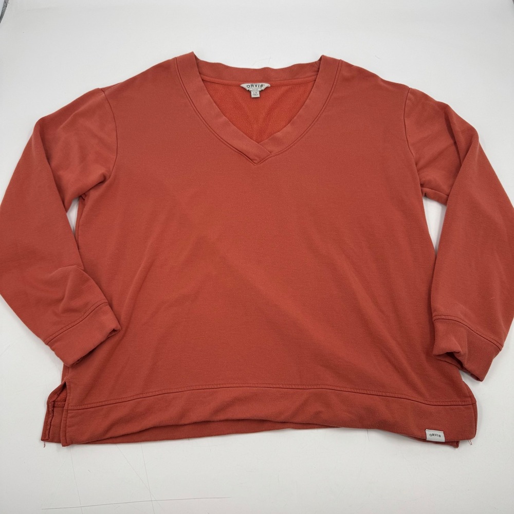 Orvis Classic Collection V Neck Pullover Sweatshirt Women's Large L Casual